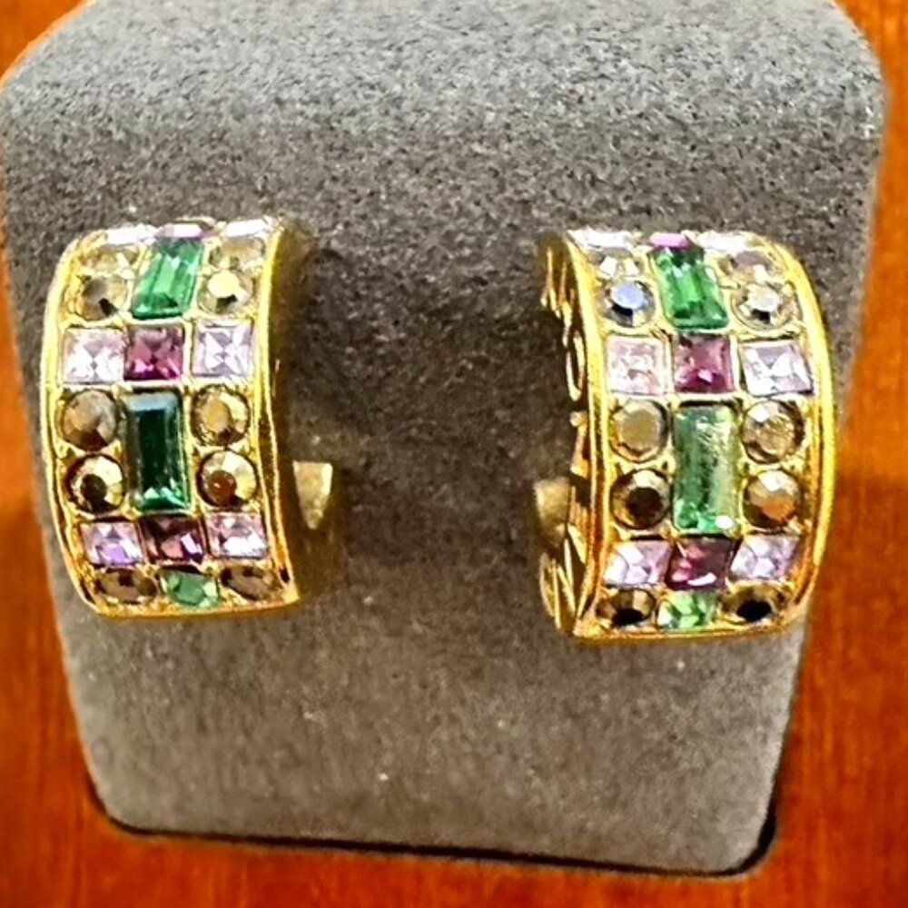 Givenchy Crystal Rhinestone Multi Color Half Hoop… - image 5